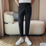 1626-P98休闲裤男士九分裤春夏新款纯色百搭小脚裤西裤，男装西裤，电商B333