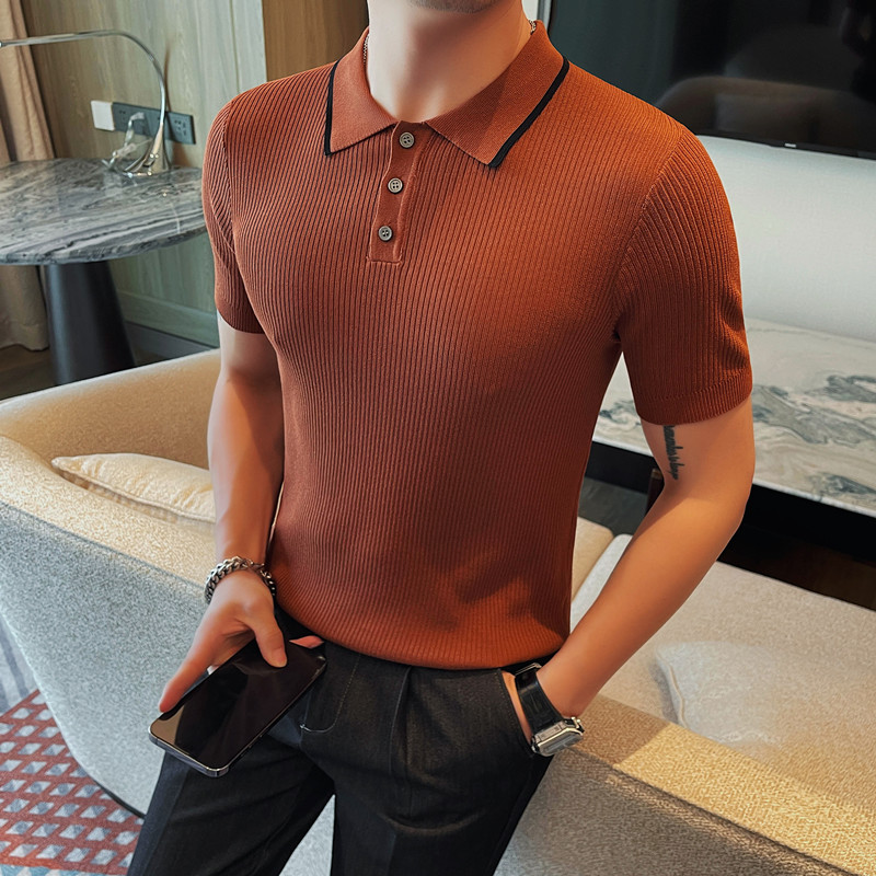 1231-P5579针织短袖POLO衫男士夏季新款修身百搭翻领体恤,男装Polo衫,电商B333
