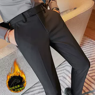 1112-P78 加绒厚款西裤男士秋冬新款纯色修身商务休闲百搭长裤图片