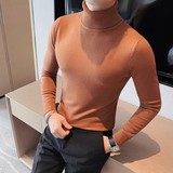 老款继续做030-P48秋冬男生高领长袖细线针织衫英伦翻领打底套头，男装T恤，电商B333