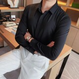 老款继续做1072-P95弹力无痕压胶坠感丝滑长袖衬衫男修身衬衣，男装衬衫，电商B333