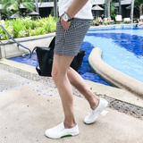K31-特P40夏季潮男小格子三分裤子格纹小西裤修身超短裤，男装牛仔裤，电商B333