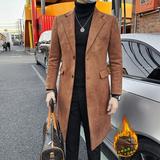 23623-P198中长款毛衣大衣男士冬季加棉加厚单排扣纯色外套，男装毛呢大衣，电商B333