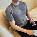 8540-P48短袖针织圆领T恤男士夏季新款休闲修身镂空半袖体恤，男装T恤，电商B333