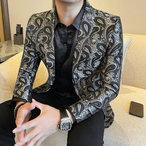 X701-P138 男士西服外套时尚潮流休闲百搭修身单西服花西装图片