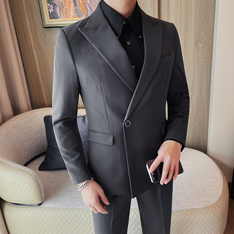 23595-P175单排扣西装外套男士纯色西服黑色西装一粒单排扣,男装西服套装,电商B333