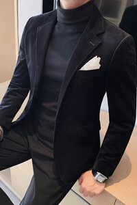 老款继续做23569-P160 西装外套男单排扣西服平绒休闲纯色单西图片