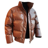 22008-P185亮面棉衣男士冬季加厚仿皮外套面包服新加白色，男装棉衣，电商B333