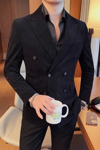老款继续做23580-P155 灯芯绒西装外套男双排扣西服修身休闲西装图片