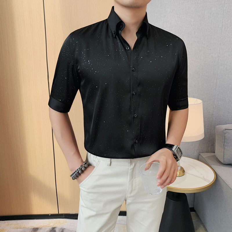7126-P6898撒粉衬衫短袖衬衣男士夏季新款纯色衬衫,男装衬衫,电商B333