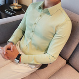 7892-P58秋季男士长袖修身衬衫潮流休闲纯色商务衬衣，男装衬衫，电商B333