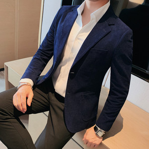 23581-P155 灯芯绒小西装外套男士修身潮流休闲帅气西服图片