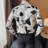 3116-P75男士长袖衬衫夏季潮流休闲印花长袖衬衣，男装衬衫，电商B333