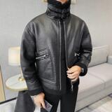 23097-P258冬季棉夹克男士皮毛一体夹克男外套加厚翻领上衣，男装夹克，电商B333