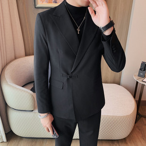 23601-P155 单排扣西装外套男士纯色百搭商务休闲西服上衣图片