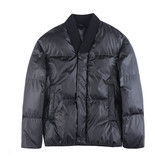 M23069-P200冬季无领宽松黑色时髦保暖简约棉服加厚短款棉衣外套，男装棉衣，电商B333