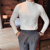 031-P45半高领毛衣男士秋冬韩版修身针织打底衫休闲紧身内搭线衫，男装T恤，电商B333