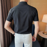 DC8668-1-P58短袖衬衫男士夏季纯色百搭商务休闲潮流帅气中袖衬衣，男装T恤，电商B333