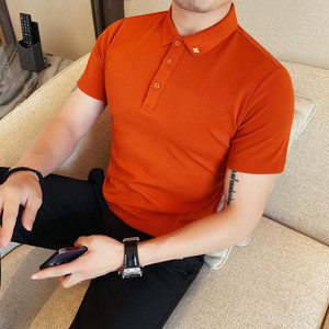 PL3611-P48 领口刺绣短袖POLO衫男士小蜜蜂刺绣商务休闲体恤修身图片