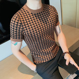 B105-P58圆领针织短袖T恤男士夏季潮流休闲针织衫打底衫，男装T恤，电商B333