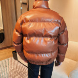 22008-P185亮面棉衣男士冬季加厚仿皮外套面包服，男装棉衣，电商B333