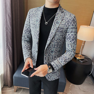 2006-P185 西装外套男士秋季西服上衣修身休闲潮流帅气小西装图片
