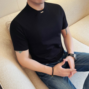 7506-P48 短袖T恤男士春夏新款休闲百搭修身纯色半袖体恤图片