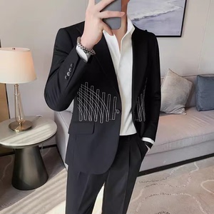 老款继续做6082-P238 西装外套男士一粒单排扣西服双开叉戗驳领图片