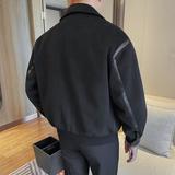 JK25003-P218小宽松毛呢夹克外套男士秋冬新款翻领拉链外套，男装夹克，电商B333