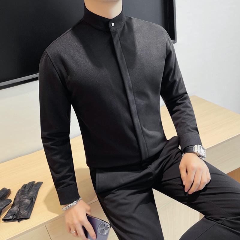 7182-P85呢子面料拉链门襟衬衫冬季男士长袖衬衣,男装衬衫,电商B333