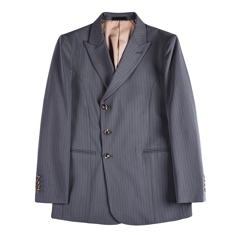 XF1055-P165单排扣西装外套男士条纹西服三粒扣后中开叉西装,男装西服套装,电商B333