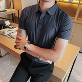 PL118-特P45冰丝无痕短袖polo衫男士夏季修身潮流休闲翻领半袖t，男装T恤，电商B333