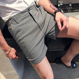K35-特P40夏季潮男修身三分短裤下摆开叉格纹超短裤休闲裤，男装牛仔裤，电商B333