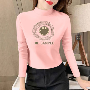 加厚保暖打底衫 T恤百搭洋气上衣显瘦修身 女德绒半高领长袖 秋冬季