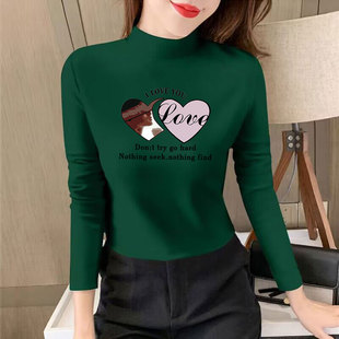 百搭打底衫 秋冬季 显瘦时尚 T恤上衣修身 女加厚德绒保暖半高领长袖