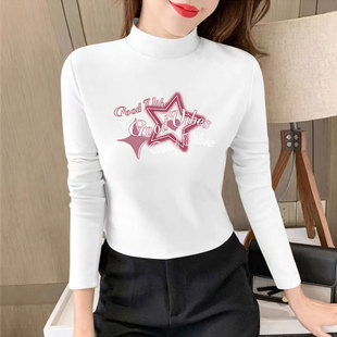 百搭外穿洋气加厚打底上衣 T恤内搭保暖修身 秋冬新款 女半高领长袖