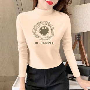 加厚保暖打底衫 T恤洋气百搭上衣显瘦修身 女德绒半高领长袖 秋冬季