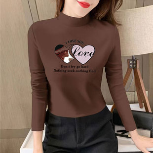 百搭打底衫 秋冬季 显瘦时尚 T恤上衣修身 女加厚保暖德绒半高领长袖