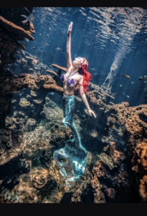 爱丽儿美人鱼澳洲脚蹼mahina大尾巴泳衣海洋馆拍摄花絮写真