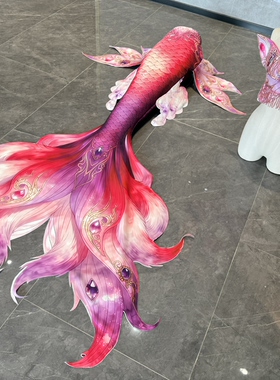 芸儿狐狸美人鱼尾巴mahina套装粉红公主潜水分体温泉游泳服女孩泳