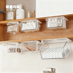 镜柜下悬挂抽屉式 收纳盒透明亚克力分层储物盒洗手间置物收纳神器