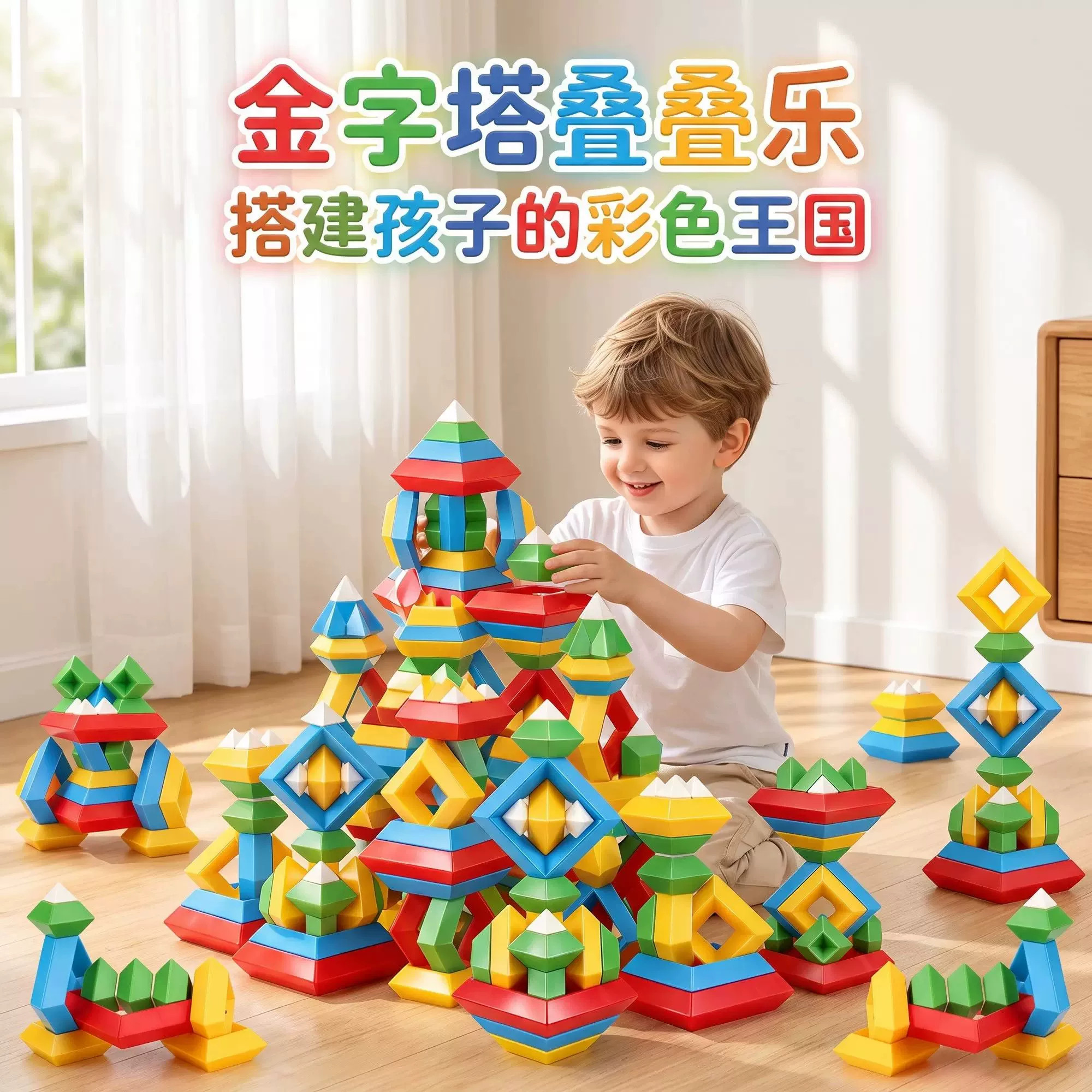 百变金字塔鲁班塑料积木塔益智玩具儿童1到3岁早教拼装叠叠乐礼物