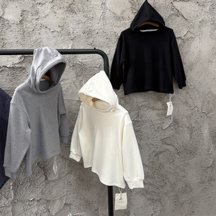 软糯仿羊绒高克重冬款儿童连帽打底衫男女童双面磨毛发热内搭帽衫