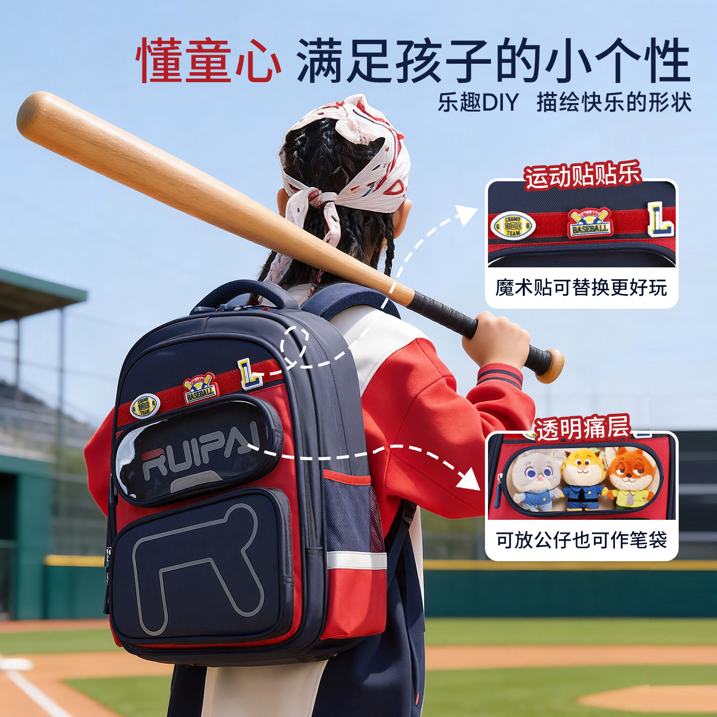 瑞牌小学中学生大容量护脊书包新图片