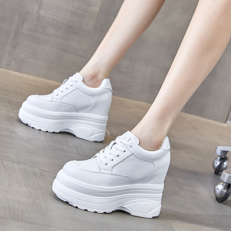 真皮12cm内增高女鞋老爹鞋