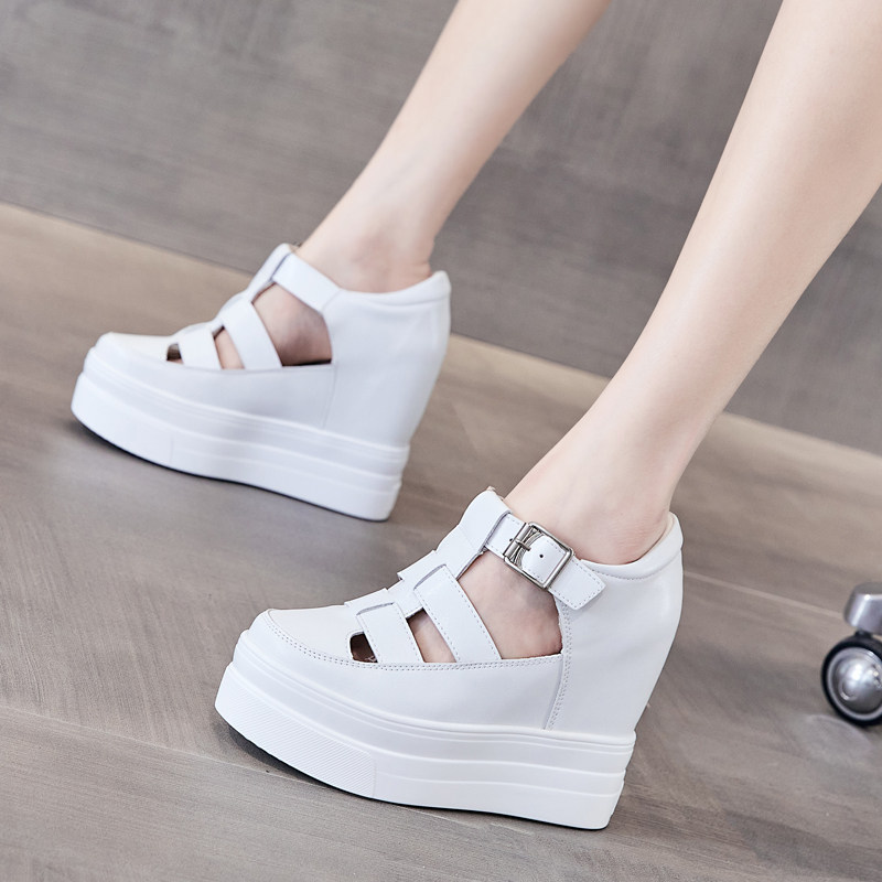 真皮12cm内增高女鞋夏2025新款厚底透气小白鞋小个子镂空单鞋凉鞋,女鞋,深口单鞋,淘宝优惠券,粉丝福利购,淘宝优惠卷