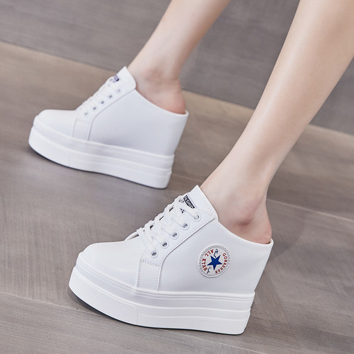 真皮半托小白鞋女春夏包头拖