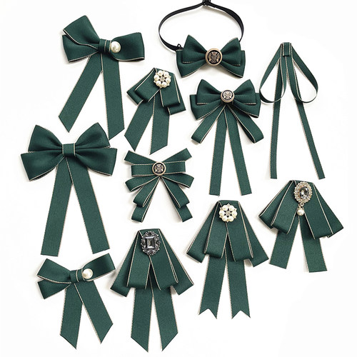 领结女别针百搭韩邮政农商行蝴蝶结飘带绿色正装衬衣银行职业配饰