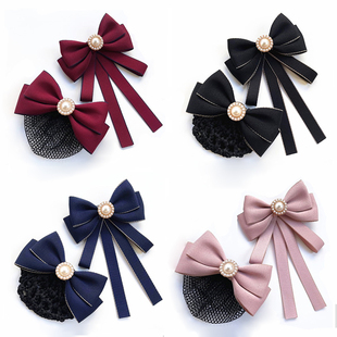 领结女银行职业头花套装邮政兴业工商银行柜员领花系带领带发网兜