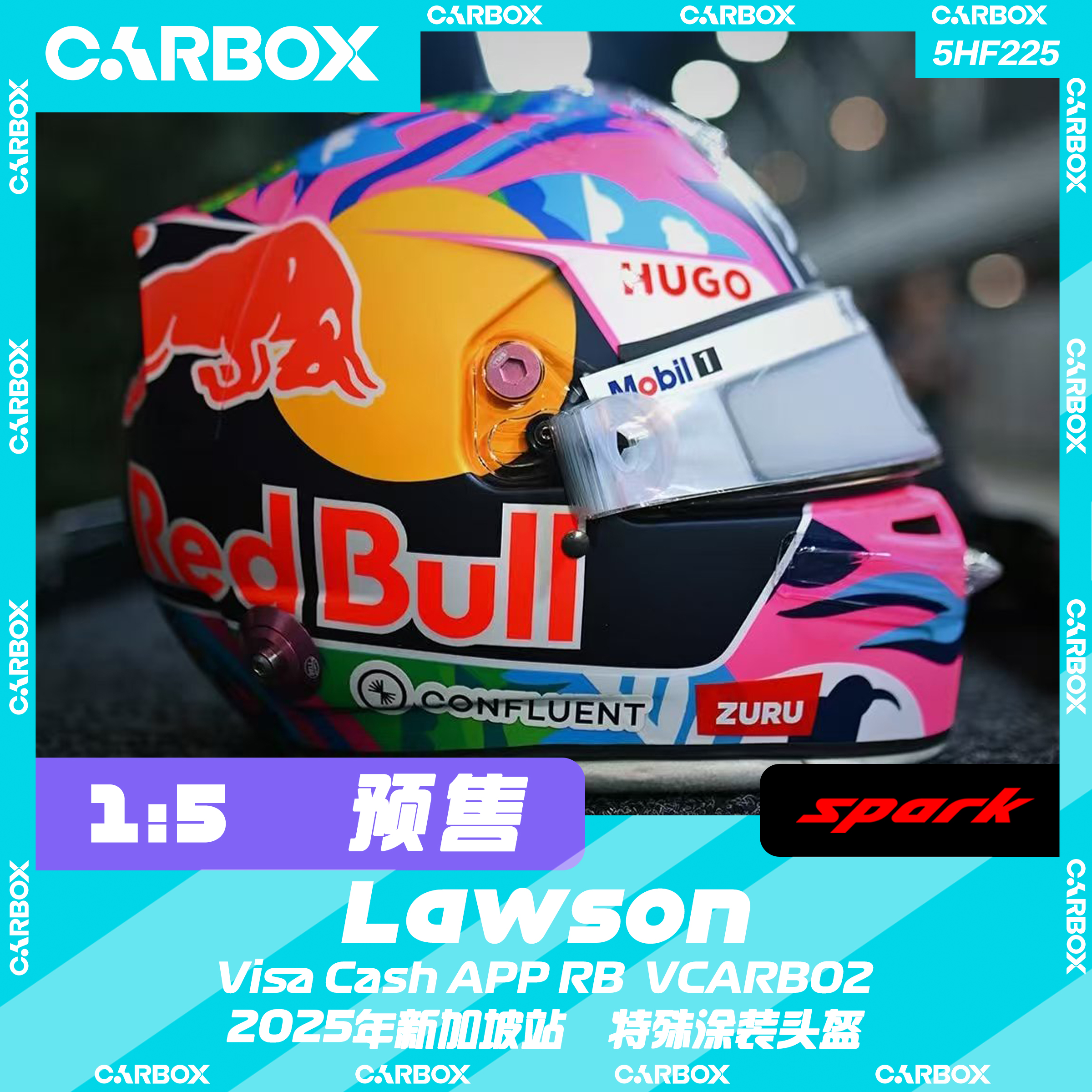 [CarBox] F1车手头盔模型Spark 1:5 劳森2025新加坡小红牛VCARB02